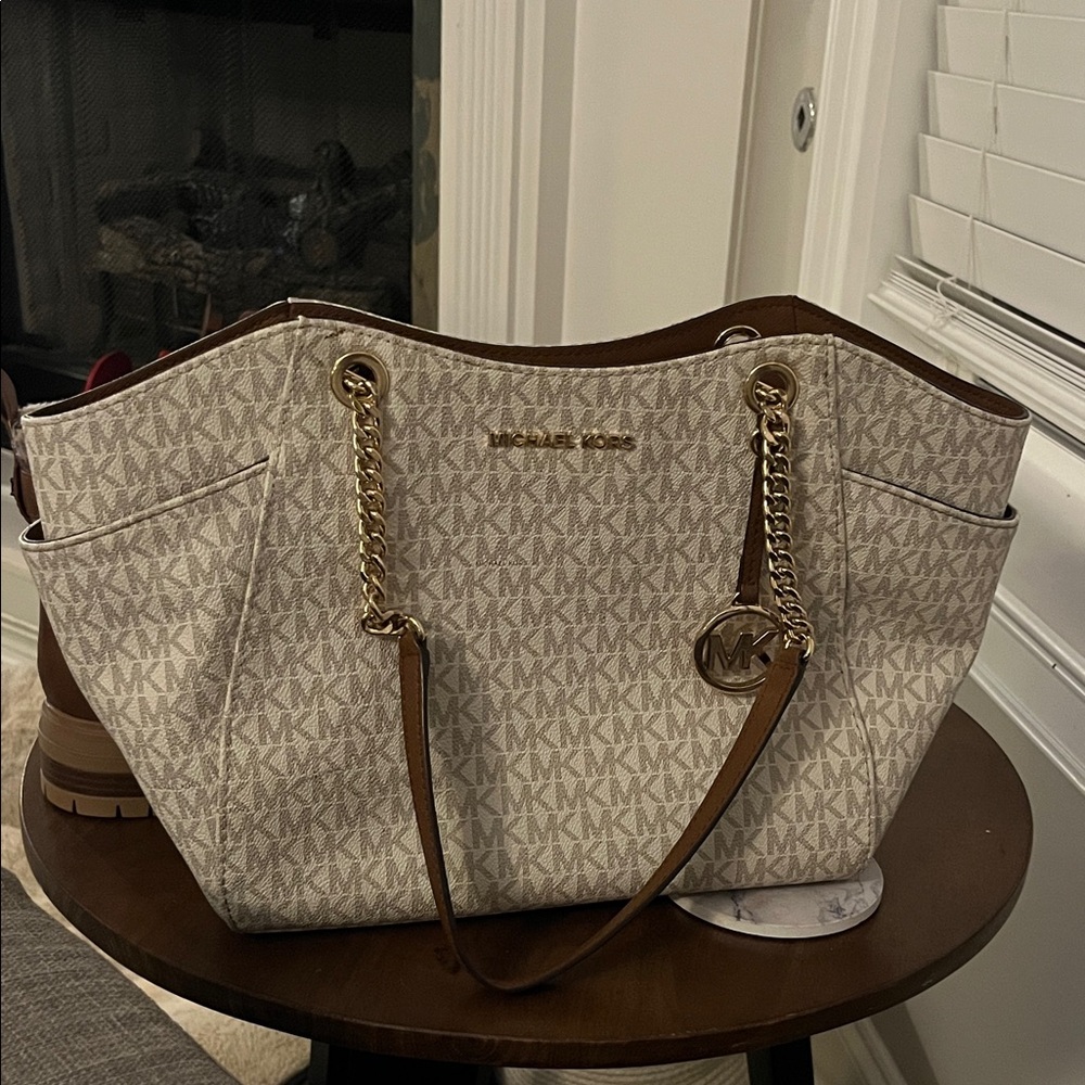 Michael Kors Beige and Brown Tote Bag
